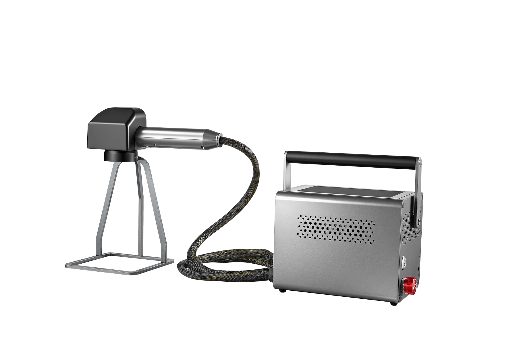 ILLUMEX PM-F1 portable fiber laser with handheld head and desktop stand
